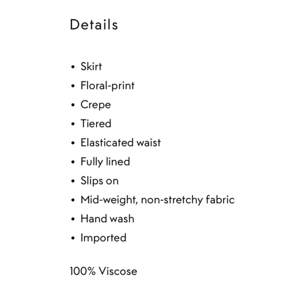 LoveShackFancy Bitsy Tiered Floral Print Crepe Mini Skirt Size S - Picture 5 of 5